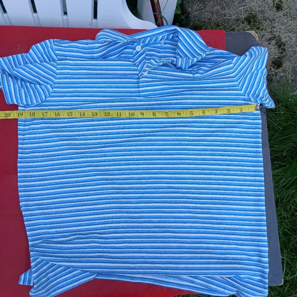 Puma Blue Polo Shirt with Classic Stripes - Picture 8 of 12